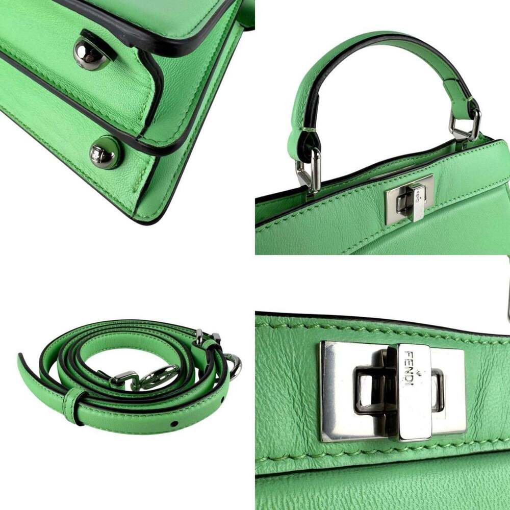 Fendi ISeeU Peekaboo Leather Shoulder Bag in Green and Silver, Women's, 8BN33... - Picture 4 of 5